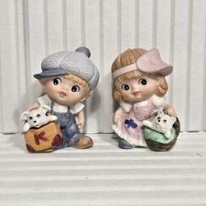 Vintage Homco Ceramic Figurines Boy and‎ Girl Set # 1439